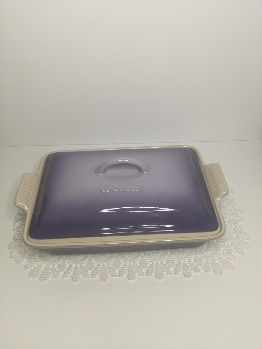 Le Creuset Lavender and Cream Gradient Rectangular Covered Baker Dish